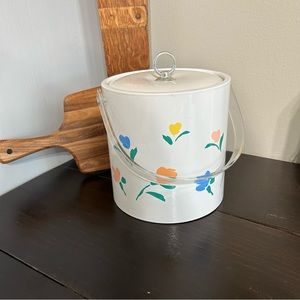 Vintage Libbey Floral insulated Ice Bucket